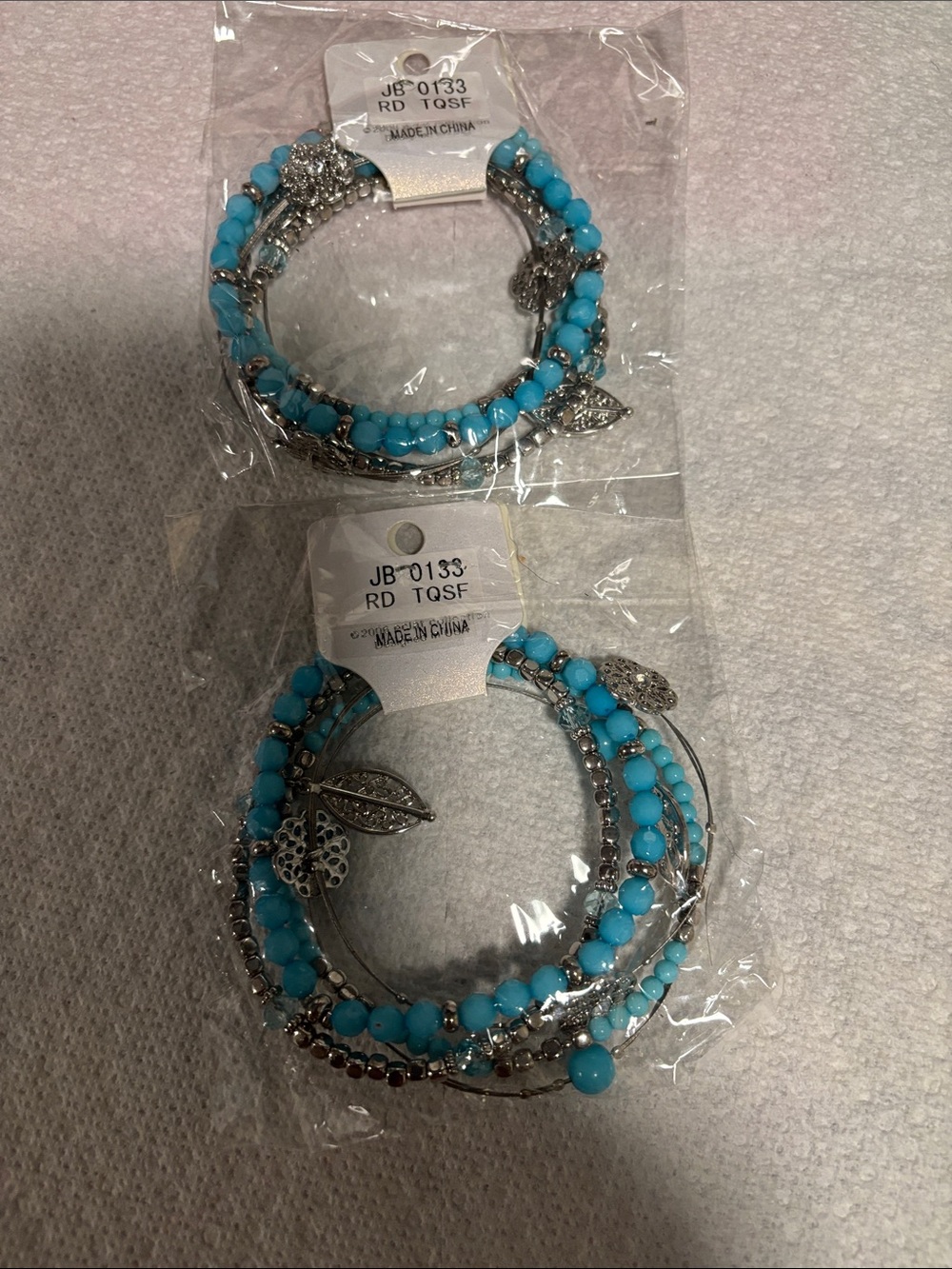 Turquoise Multi-Strand Charm Bracelet - Unbranded- bundle of two